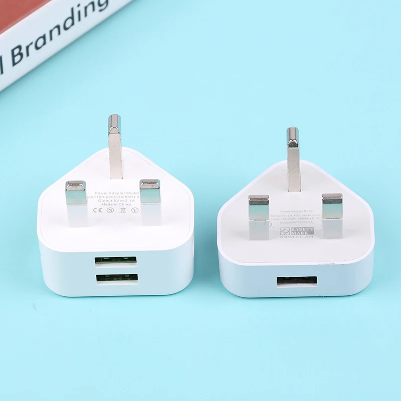 UK Plug Adapter 3 Pin Wall Charger Dual USB 1 Port 2 Port Safe Fast Charging for Smartphones Tablets Office