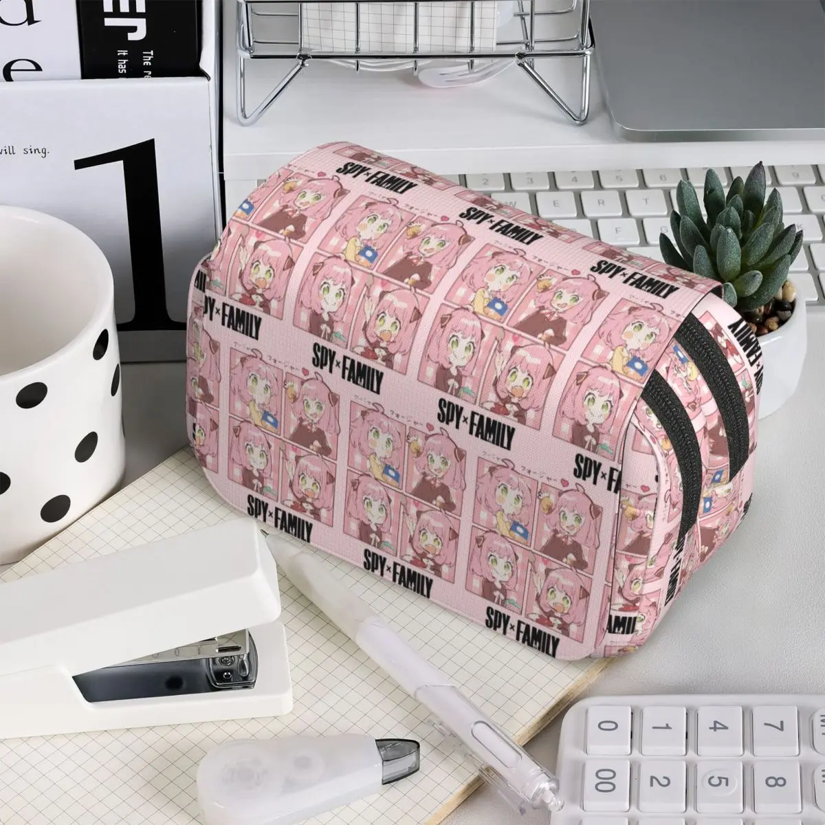 Spy X Family Anya Forger Pencil Case for Students School Pen Box Pencil Bag Stationery Supplies Pen Holder Bag