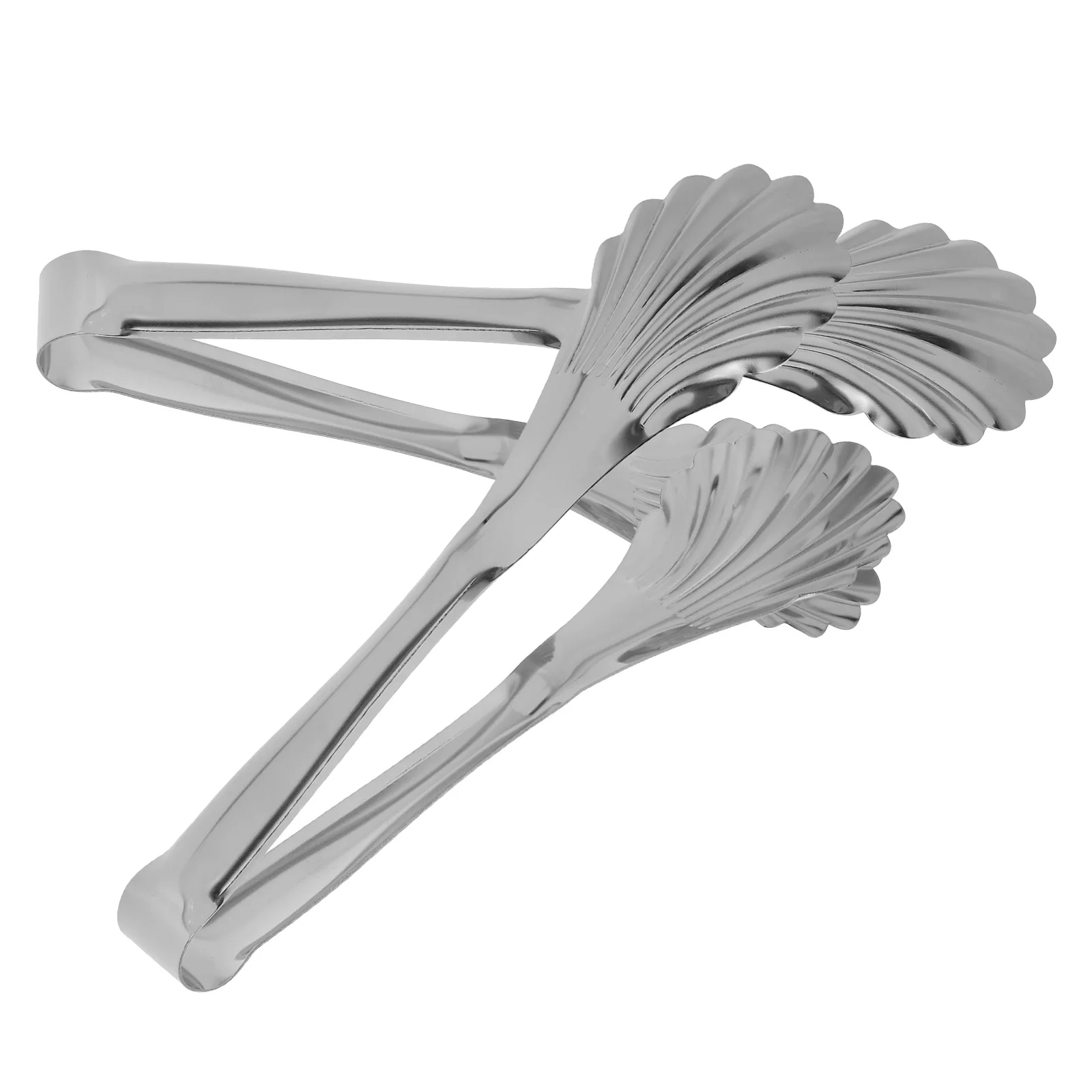 

2pcs Stainless Steel Shell Tongs Kitchen Utensils BBQ Bread Cake Serving Tools Metal Food Grip Dining Accessories