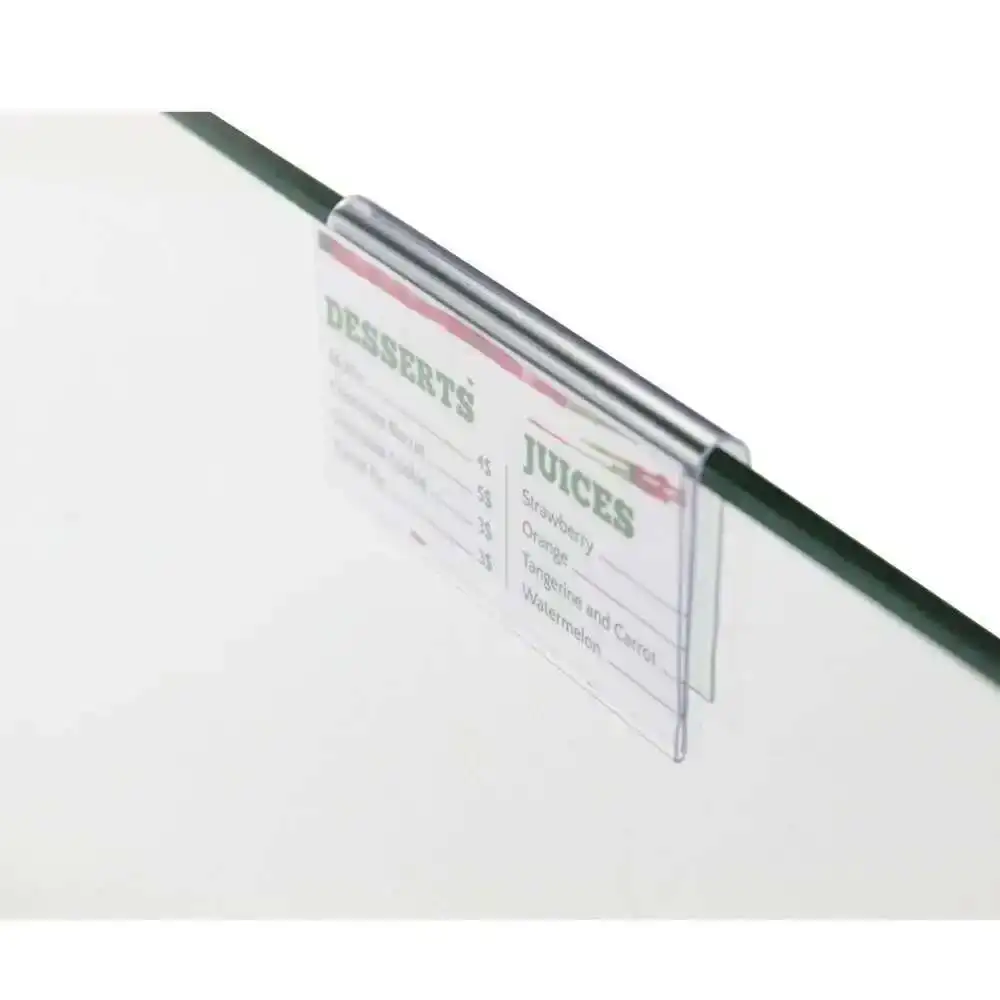 

Clear Plastic Wire Shelf Label Holders Retail Price Tag Strip Hanging Card Place Frame