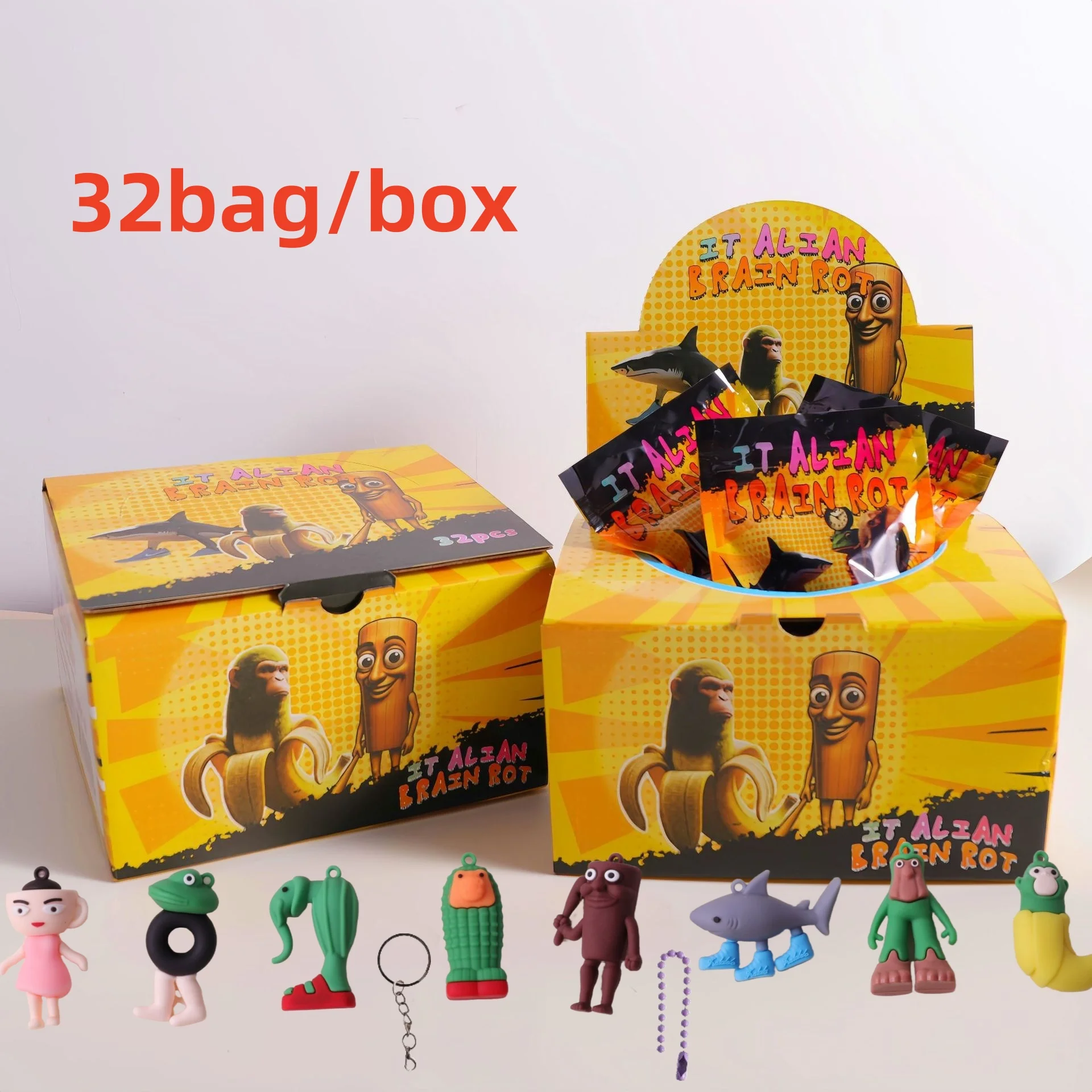 Quente tung tung sahur italiano brainrot figura caixa cega saco cego tralalero tralala bombardino shimpanzini bananini crianças brinquedo presente