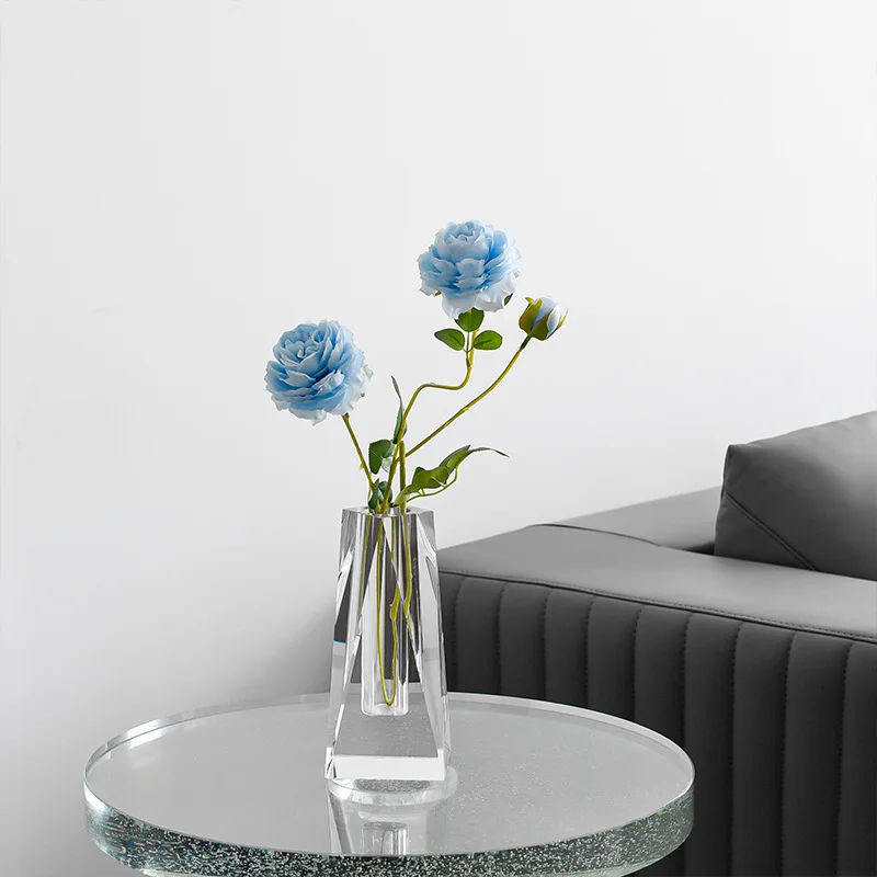 Crystal K9 thickened medium transparent glass vase light luxury style home bedroom living room ornament directly from