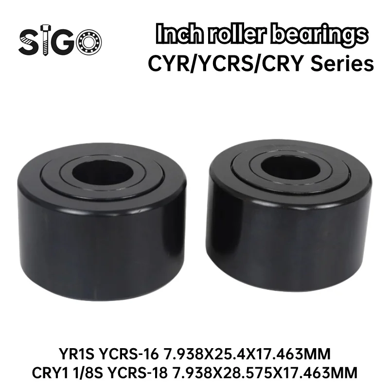 1PCS CYR 1 S 1/8 S YCRS-16 18 Inner Diameter 6.35 7.938 9.525 11.112 mm  Yoke Type Track Rollers Inch System CAM Follower Black