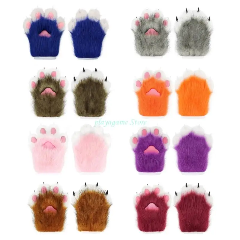 

Y88A Cats Paws Gloves Animal Costume Props Mittens For Masquerades Party Dressingup