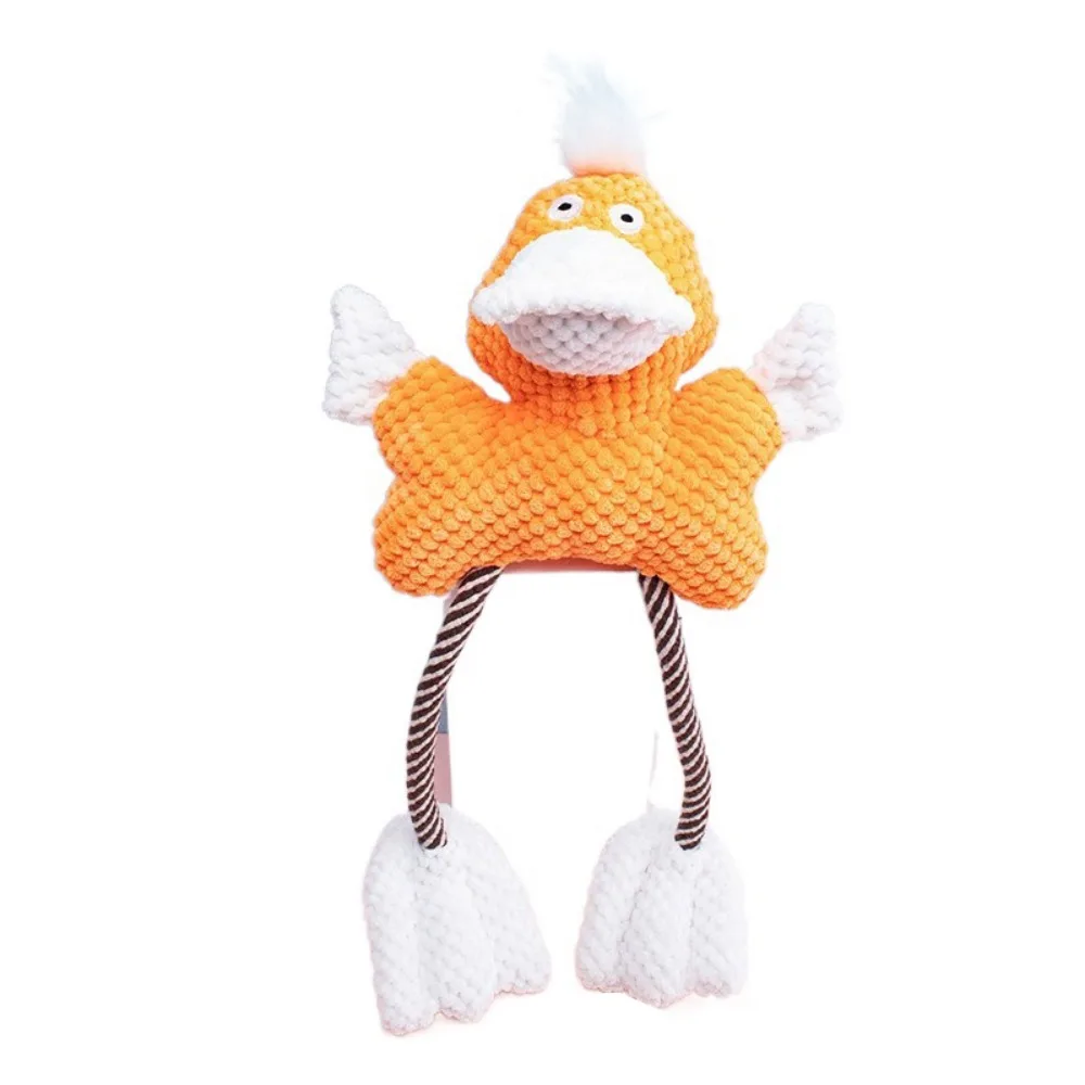 

Bite-Proof Squeaky Plush Dog Toys Cleaning Teeth Interactive Dog Chewing Rope Toy Fun Sound Cartoon Duck/Frog Shape