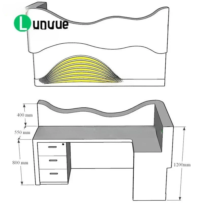 L Shape Front Lobby Desk Contemporary Medical Office Information Counter  Reception Furniture Manufacturer