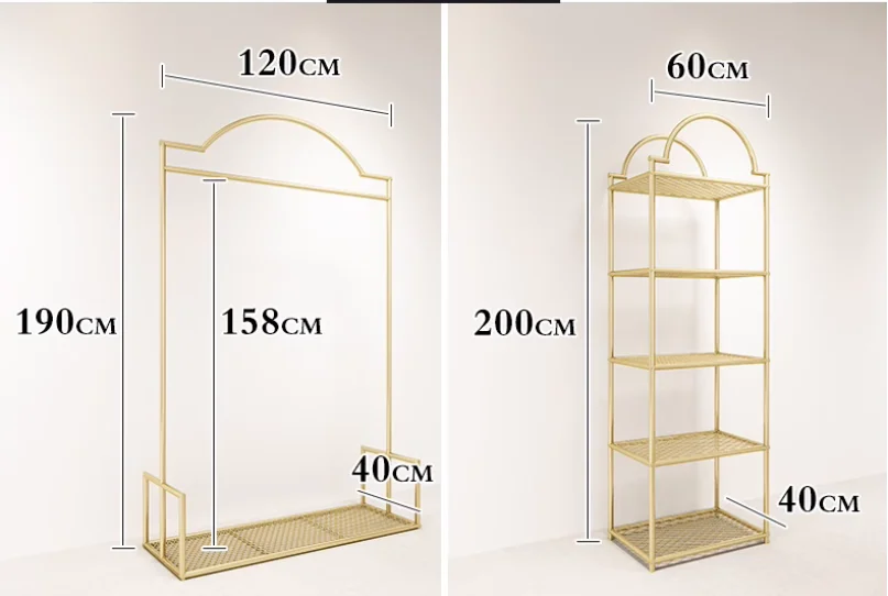 Clothing store display rack floor standing combination women's clothing store gold display goods