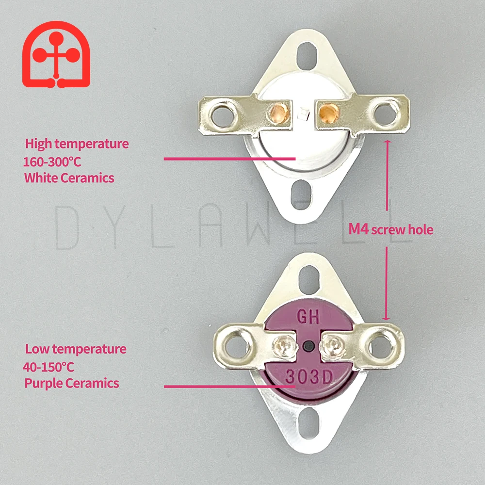 KSD303 301 30A 250V 40 95 100 150 300 Ceramic Temperature control switch Bimetal thermostat with M4 screw hole