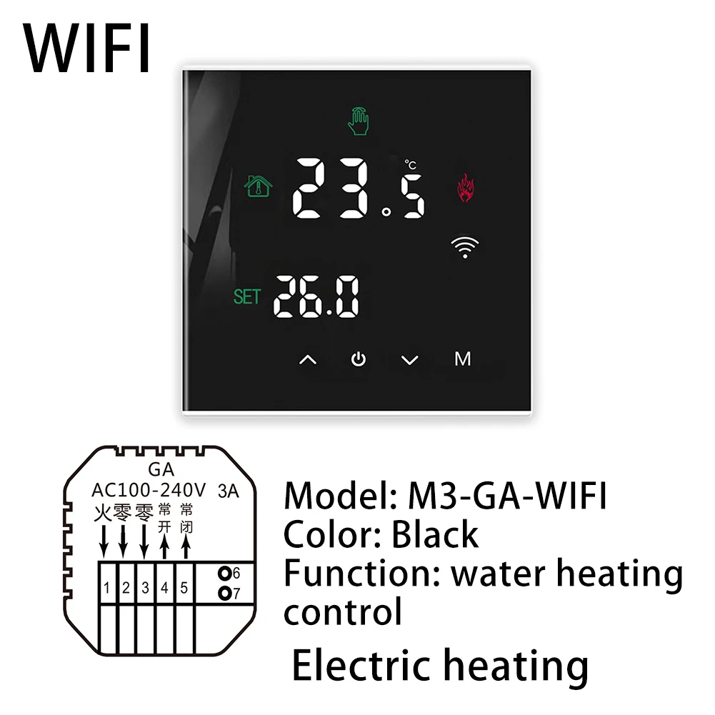 Seasonal Heating Control Mobile Remote Thermostat Heated Floor Controller 86 86mm 7-day Programmable Heating Child Lock Feature