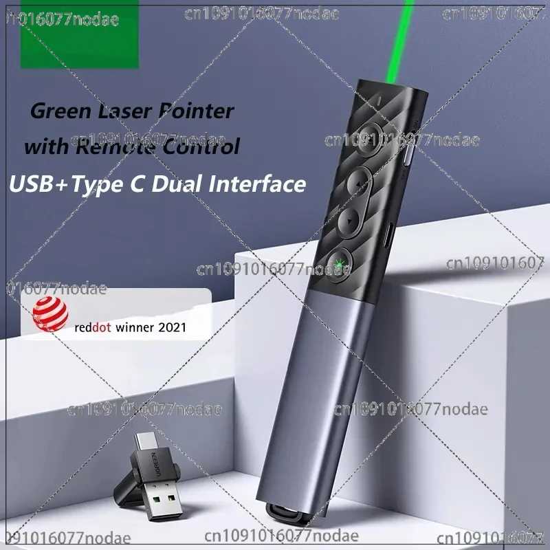 Rechargeable Powerpoint Clicker with Green  Pointer Long Range 2in1 USB Type C Wireless Remote Presentations Clicker