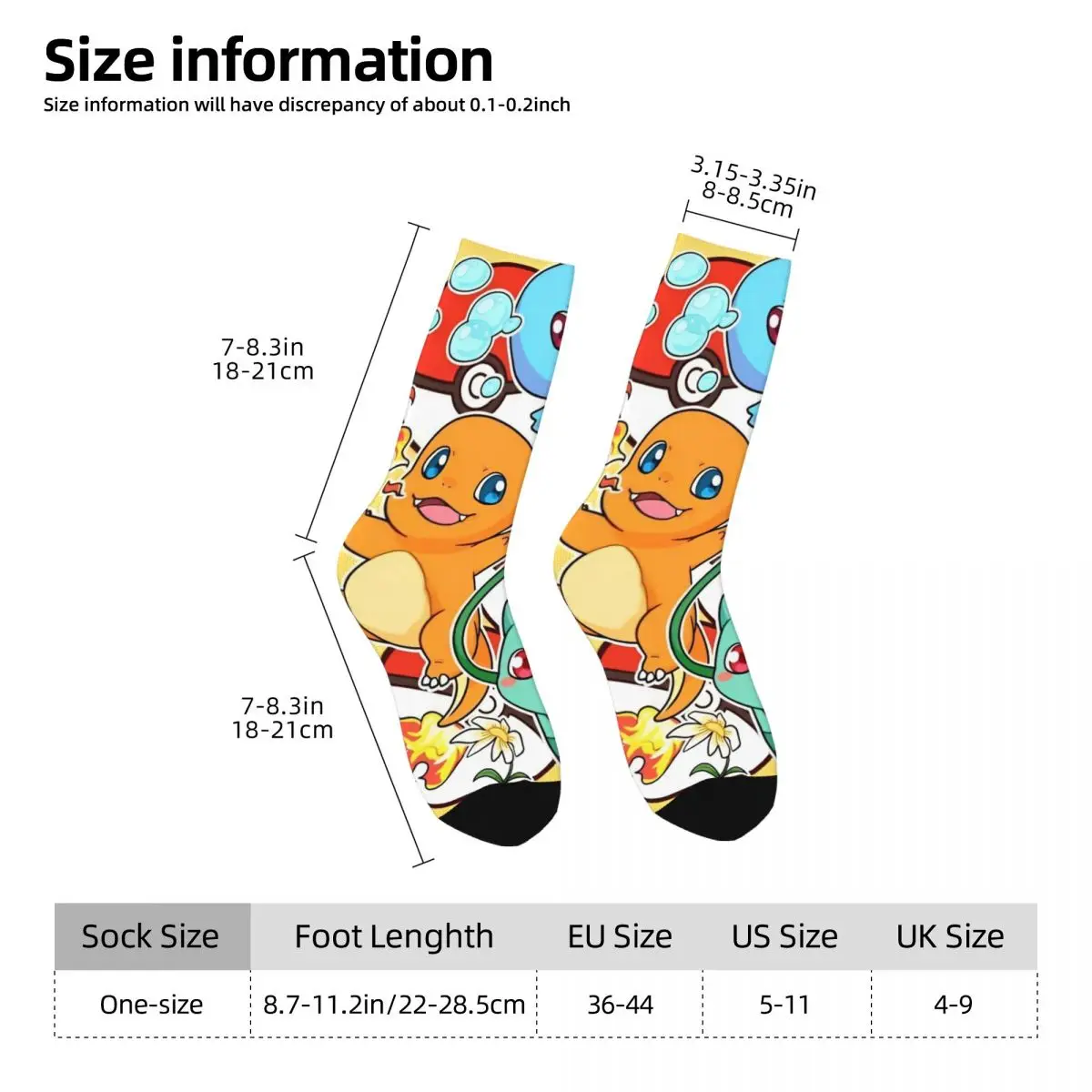 Pokemon Charizard Cartoon Anime Socks Funny Stockings Spring Non Slip Women Men Socks Warm Soft Design Running Sports Socks