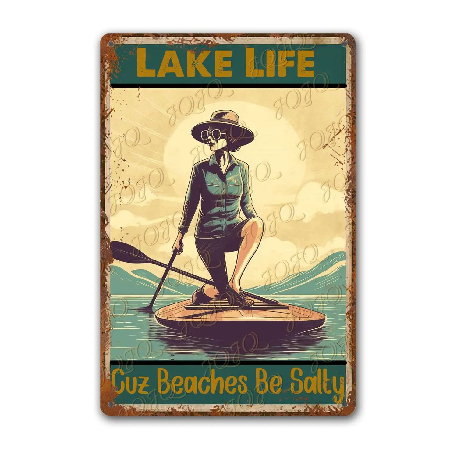 Metal Tin Sign Lake Life Cuz Beaches Be Salty Sign Great Gift and Decor for Cabin Lake House and Home Poster Cafe Under Fun sign