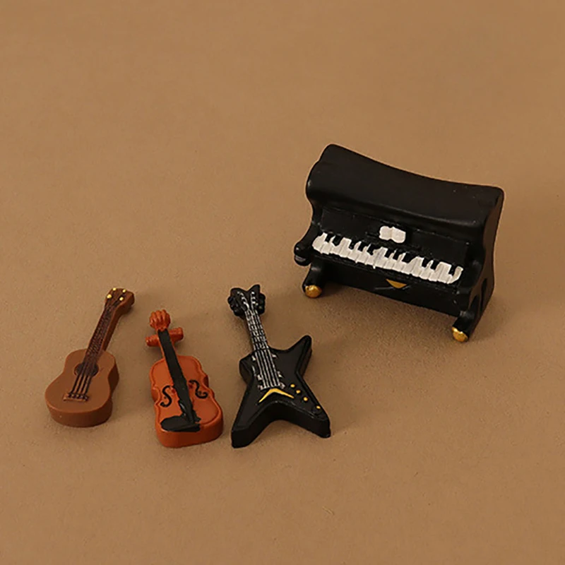 1:12 Dollhouse Miniature Electric Guitar Piano Violin Set Dollhouse Musical Instrument Ornament Dolls House Decor Accessories