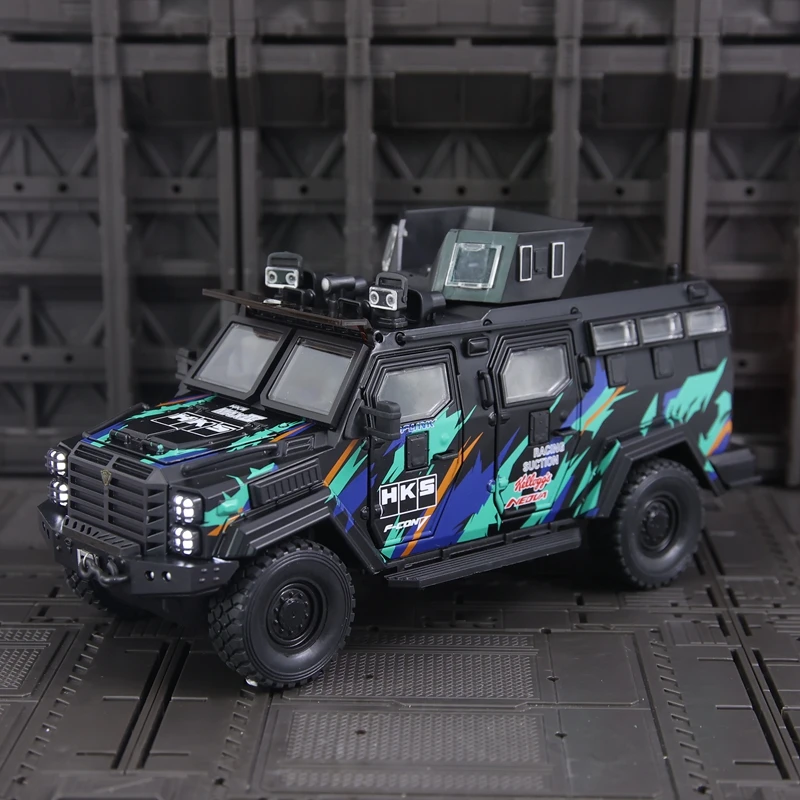 1:24 Swordtooth Tiger Explosion proof Car Camouflage Alloy Off road Vehicle Model Car has simulated sound and lighting view 5