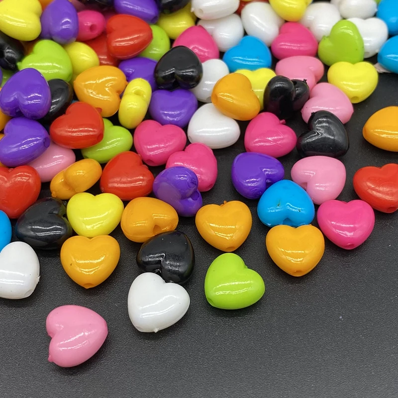 50pcs/lot 10mm Heart Shape Acrylic Beads Loose Spacer  Jewelry Making Necklace Pendant Bracelet Handmade  DIY