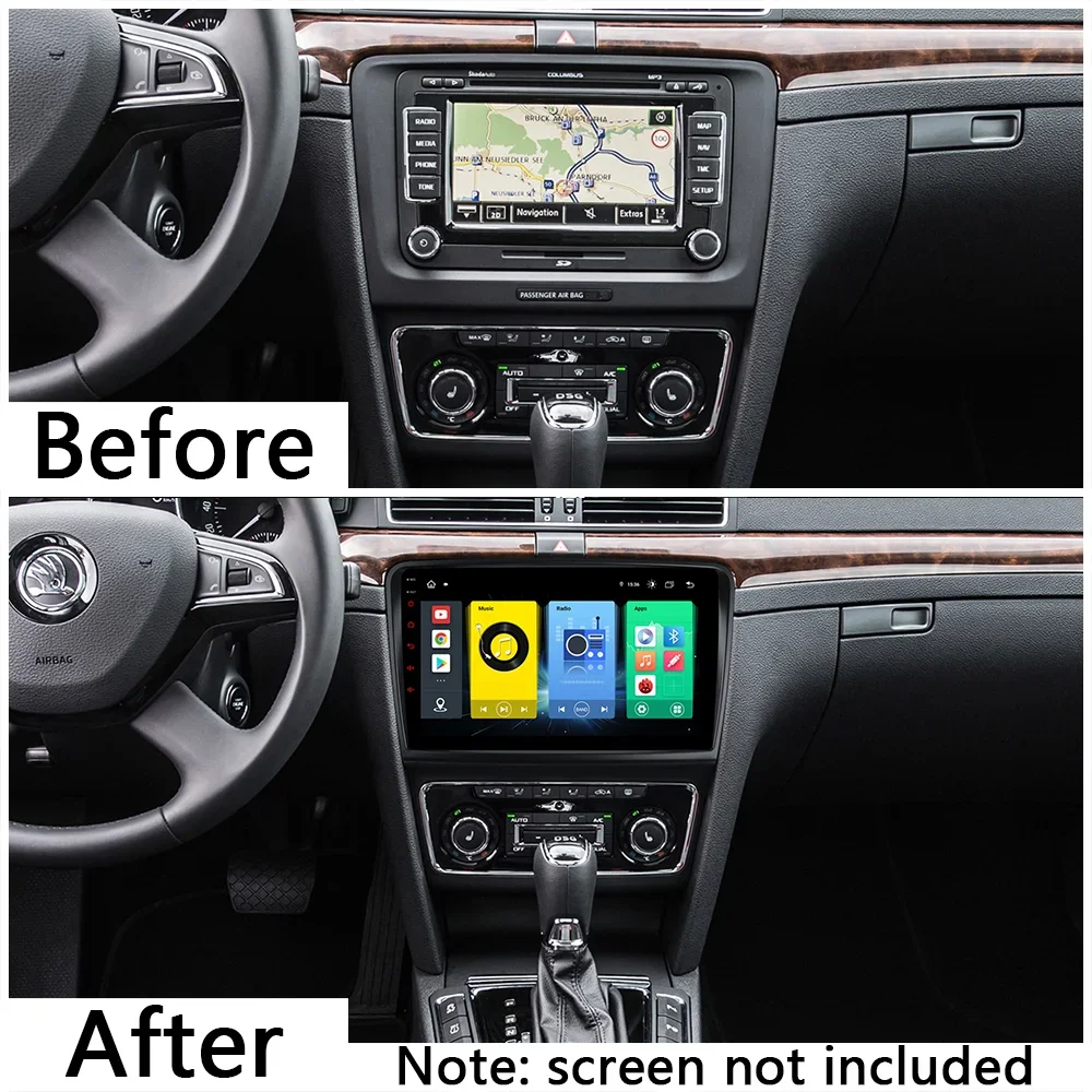 Car Radio Fascias Frame For Skoda Superb 2 B6 2008-2015 10 inch Stereo Panel Harness Power Cable Adapter Canbus Mount Kit