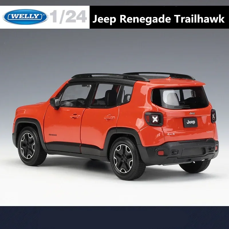 Fonde sotto pressione WELLY 1:24 Jeep Renegade Trailhawk SUV Modello di auto in lega Fonde sotto pressione Giocattolo in metallo Veicoli fuoristrada Modello di auto Regali di simulazione