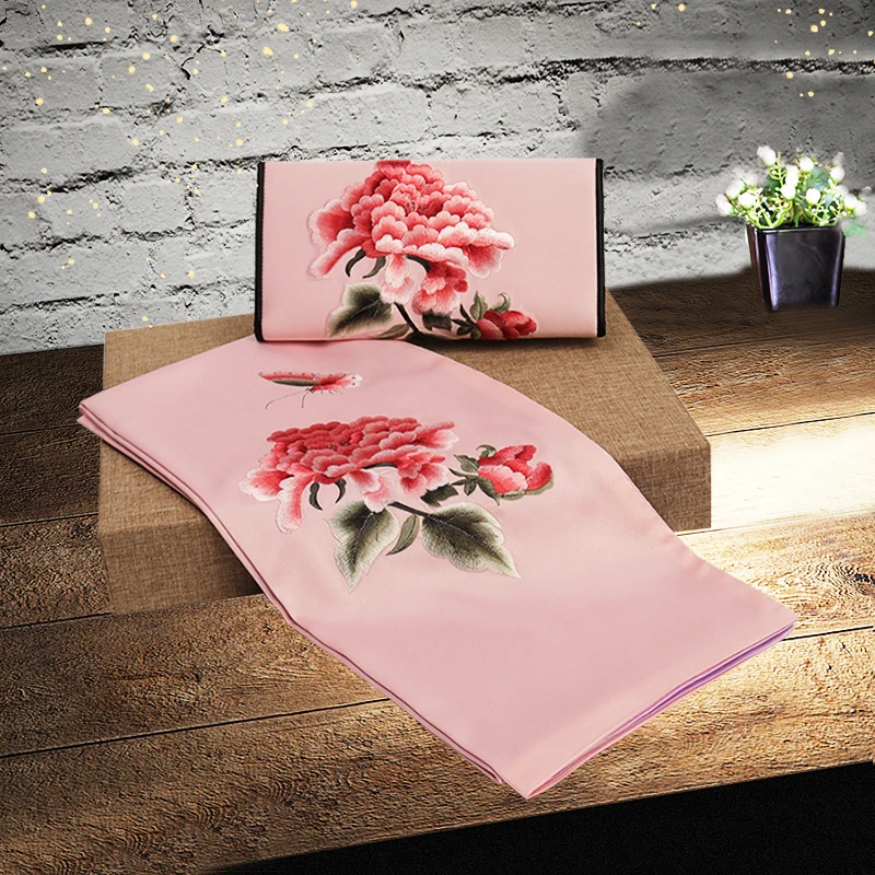 Hand Embroidered Long Thin Women's Wallet Scarf Fashionable Versatile Compact Stylish Stitched Design Foldable Polyester Mate...