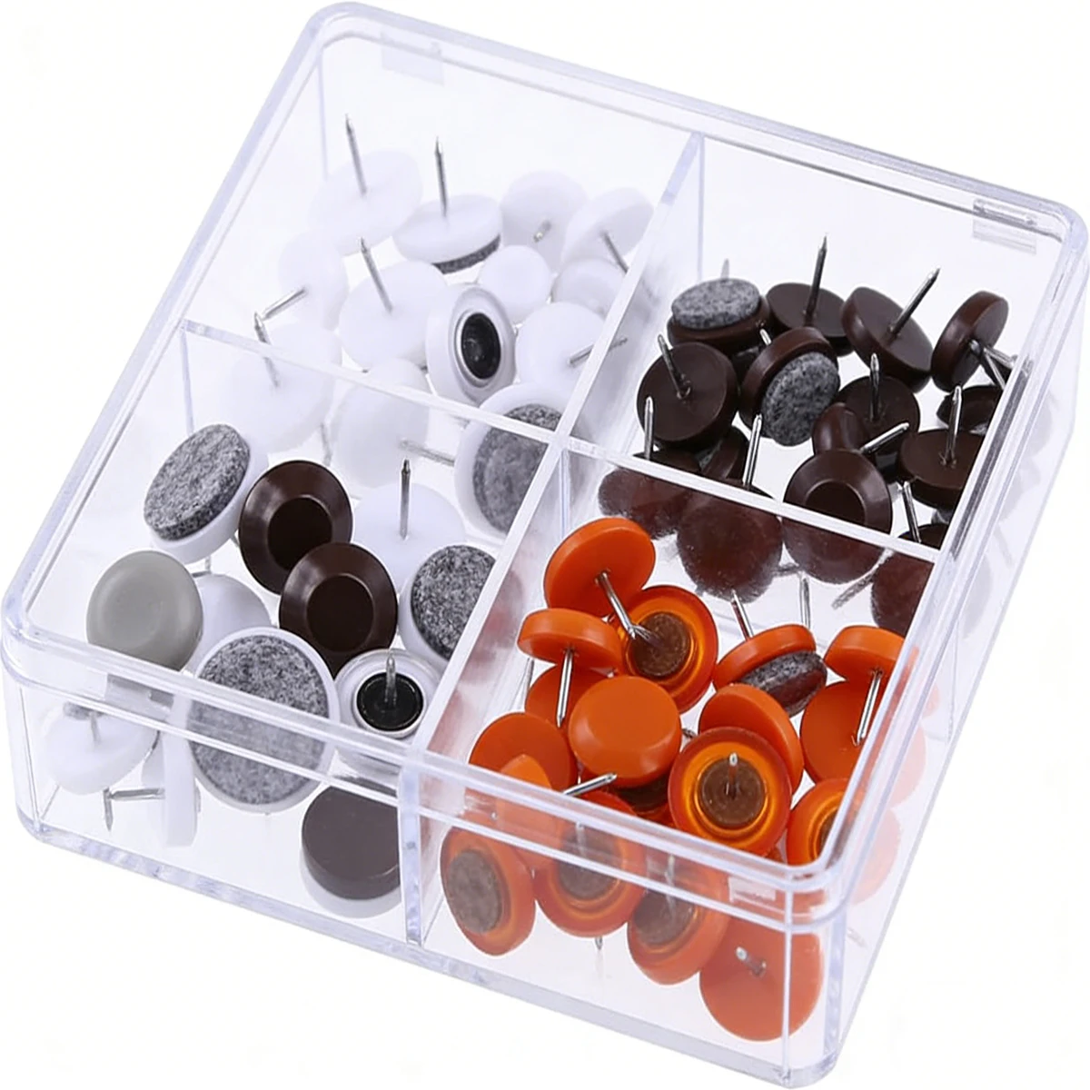 20Pcs Plastic Foot Nails Furniture Felt Foot Nails Anti Slip Tables Chairs Sofas Cabinets Foot Nails Dia 14mm-28mm White/Brown
