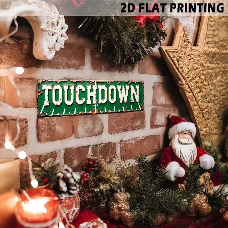 Vintage Rustic Touchdown Football Wall Decor - Aluminum Goal Line Decoration, Perfect for Sports Bars, Game Rooms, Man Caves