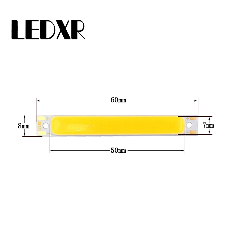 5pcs High Power 60x8mm 1/3W COB Light Board LED 3V Light Bar Pedal Bike Workbench Light Source