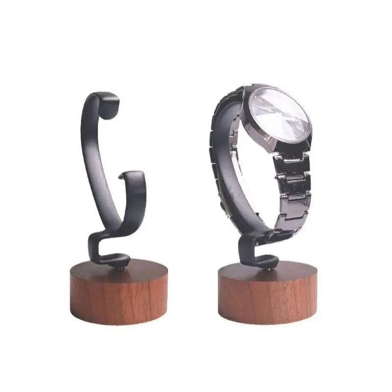 1 Stück C-förmiger Uhrenhalter aus Holz, Schmuck-Organizer, Ausstellungsständer für Armbänder, Ringe, Ohrringe, Uhren, Massivholz-Uhrenständer – Detail 7