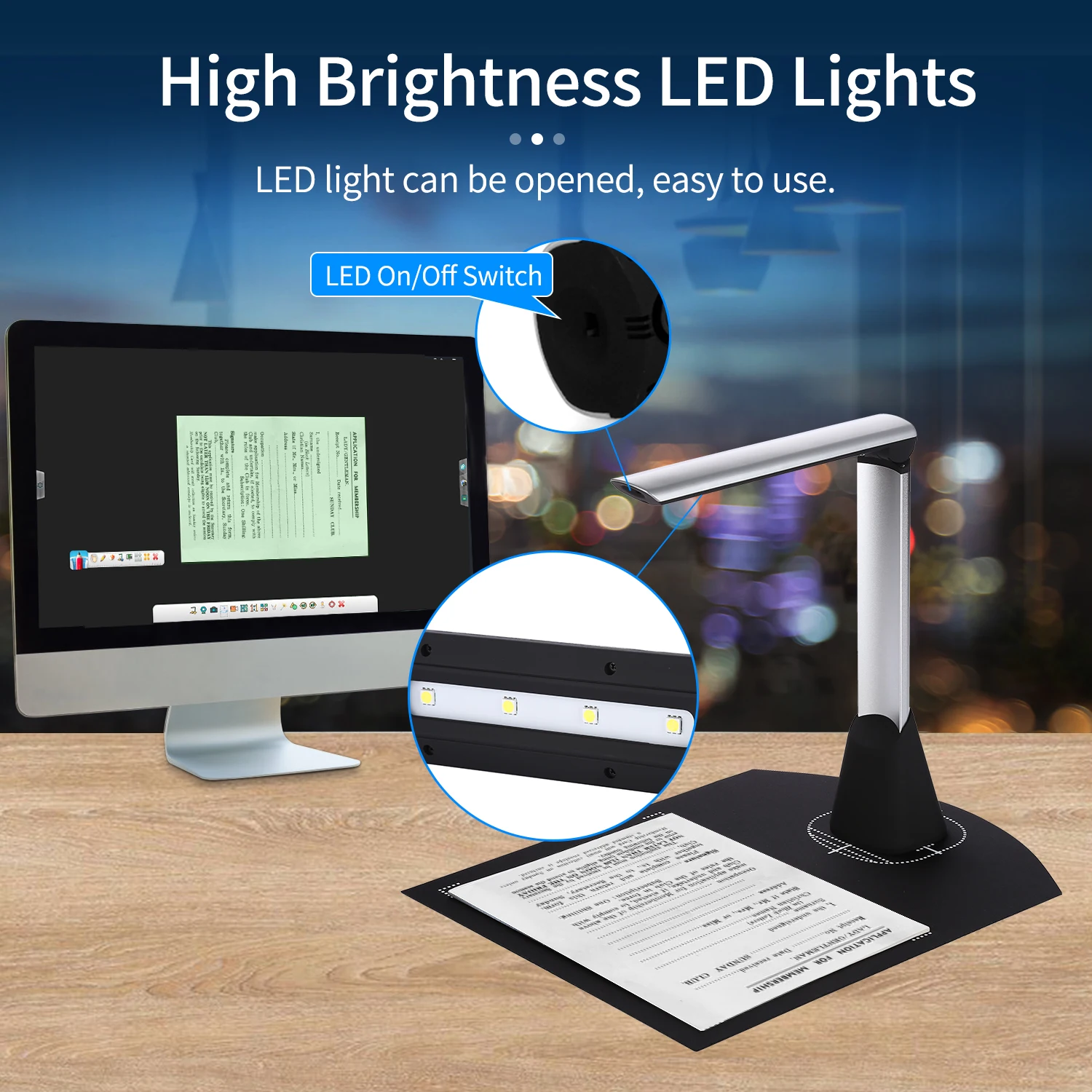 

BK34 Document Camera Scanner 5 Mega-Pixel HD Camera A4 Capture Size with LED Light Teaching Software for Classroom Teachers