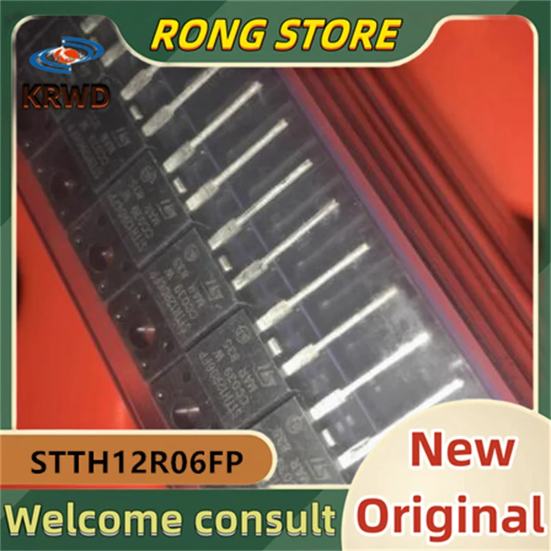 STTH12R06FP original, TH12R06FP, 12A, 600V, TO-220F, novo, 10 PCes