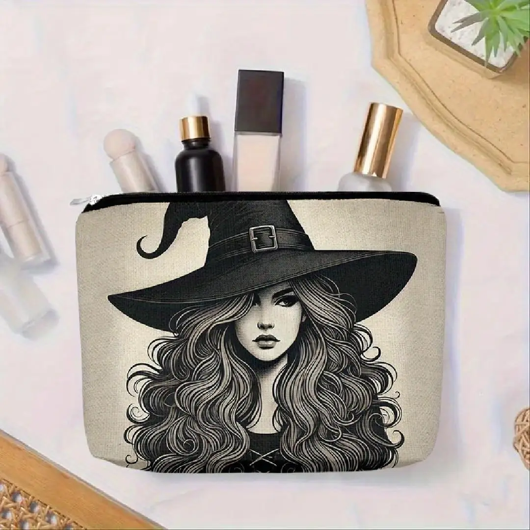 魅力的な魔女の化粧バッグ - 女性向けのかわいい多機能ジッパーポーチ、ジュエリー収納バッグ
