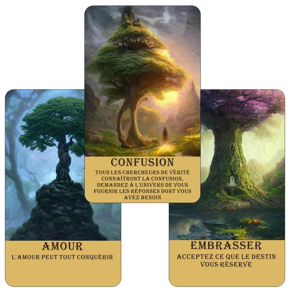 French Oracle Cards, Telepathy Oracle Deck, Mysterious Forest Tarot Cards, Tree Taro, French Prophecy Cards, Beautiful Deck