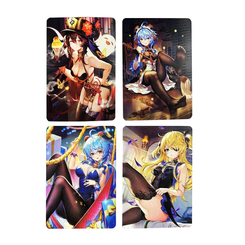 

4Pcs/set Anime Genshin Impact Series Collectible Cards Characters Ganyu Hu Tao Lumine Christmas Birthday Gifts Children's Toys