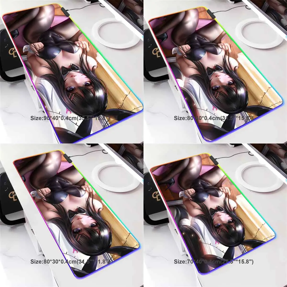 أنيمي ساكوراجيما ماي كبير عدم الانزلاق ماوس الوسادة LED الخلفية ماوس الوسادة ساكوراجيما ماي الجدول Overwatch الألعاب لوحة المفاتيح حصيرة مكتبية #3