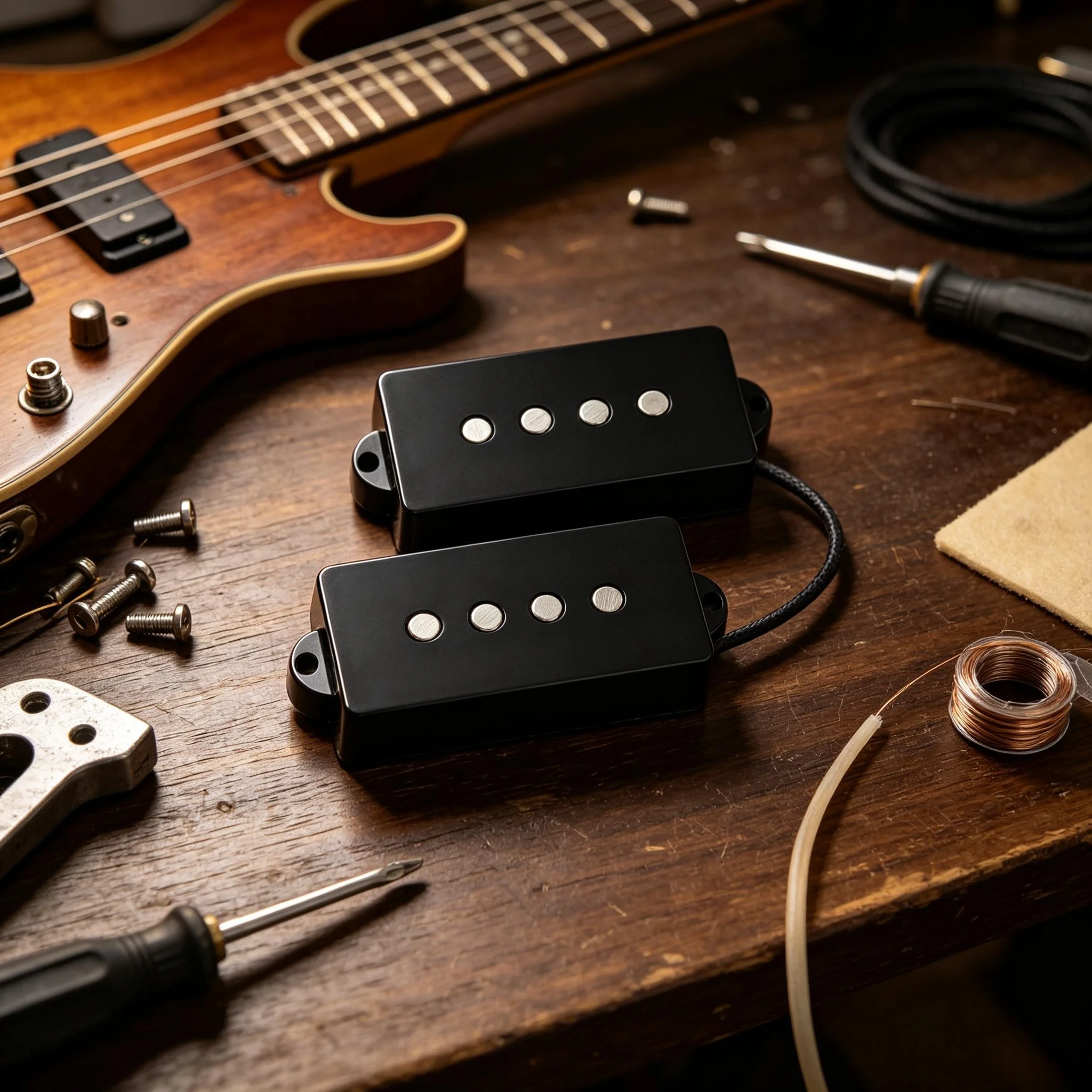 RUKOVA Alnico 5 P Bass Humbucker Pickup Black 4‑String P Bass Guitar Pickup Replacement Parts