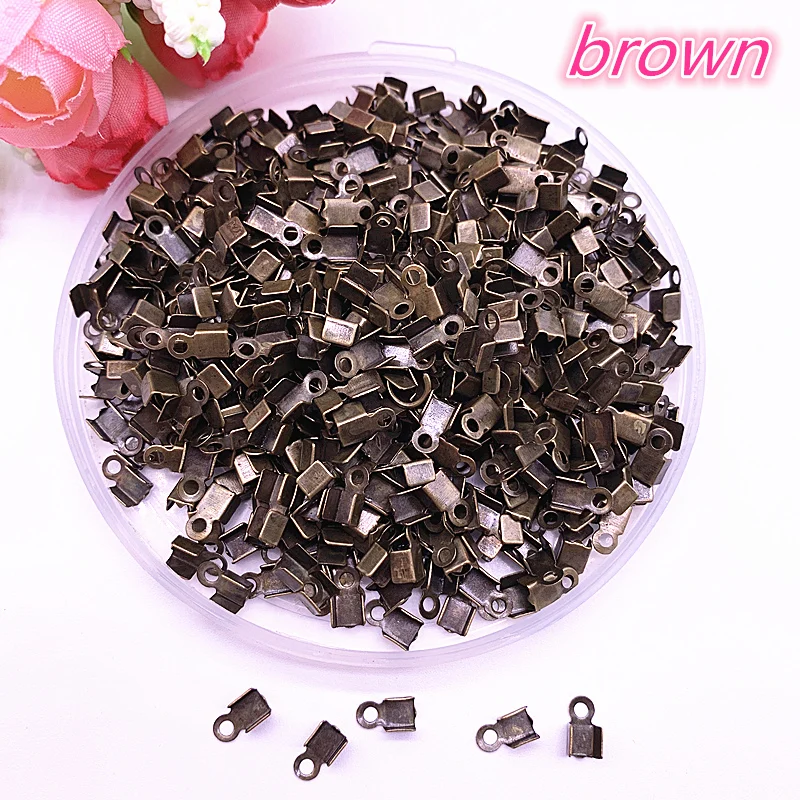 200pcs 4x8mm Leather Cord End Caps End Clasps Crimp Bead Silver/Gold/Dull Silver/Gunblack Plated Connectors for Jewelry Making