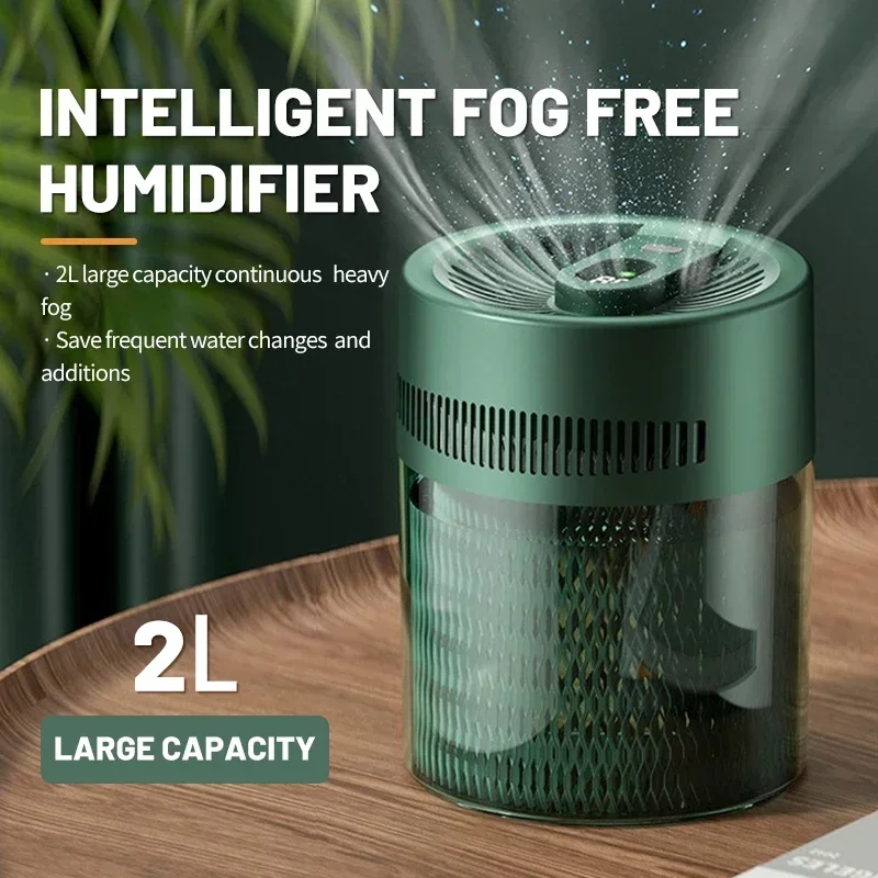 2L Fog Free Large Capacity Humidifier Cold Evaporation Molecule Design USB Charging desktop large capacity humidifier