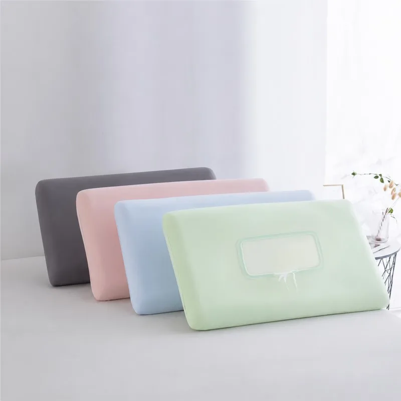 Summer Thin Cooling Pillowcase Solid Color Ice Silk Pillowcase Breathable Cool Feeling Cover Washable (No Pillow) 65x35cm 1pc