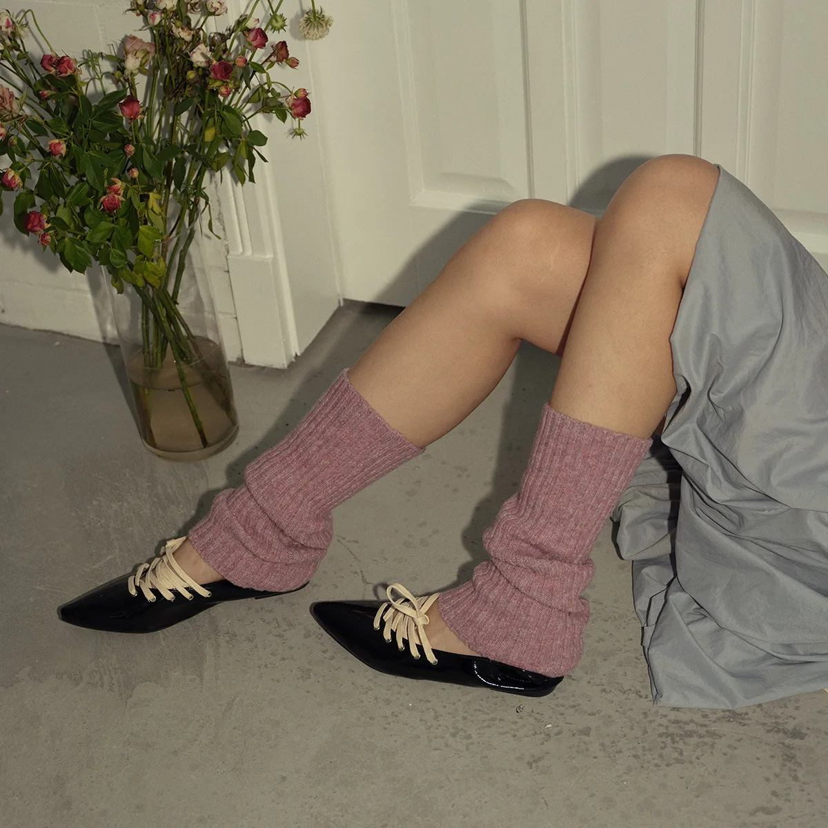 Wool Blend Knit Solid Color Leg Warmers for Women Winter Warm Basic JK Style Slouch Socks Outfit