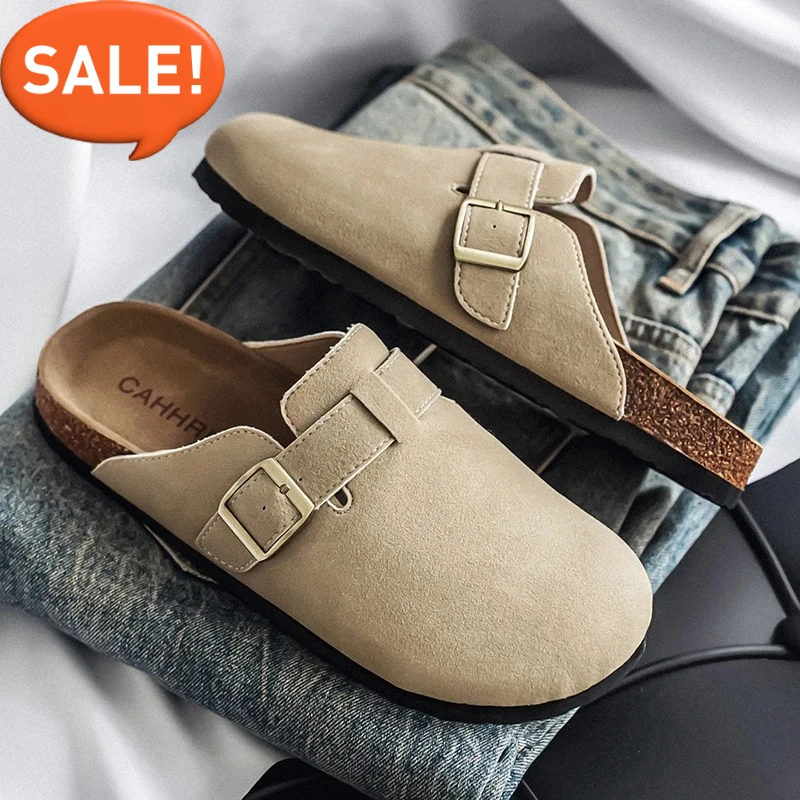 

CAHHRRN 2026 Новые модные кожаные сандалии унисекс в стиле ретро, повседневные, удобные, нескользящие пляжные туфли для весны и осени