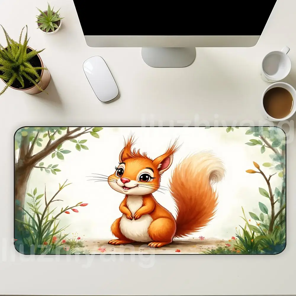 Tappetino per mouse piccolo scoiattolo Tappetino per tavolo da gioco per ufficio per computer di grandi dimensioni Tappetino per tastiera con bordi cuciti antiscivolo in gomma XXL Tappetini per scrivania lunghi