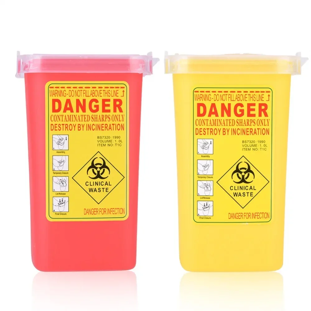 Tattoo Medical Plastic Sharps Container Biohazard Needle Disposal 1L Size Waste Box Tattoo Machine Supplies Box Container Tatoos