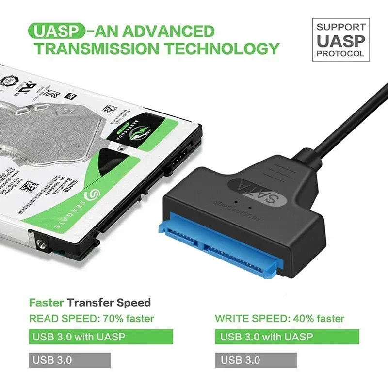 【Entrega rápida】USB 3.0 para SATA 22 pinos 2,5 polegadas unidade de disco rígido 6 Gbps para adaptador HDD SSD cabo conector de unidade de estado sólido