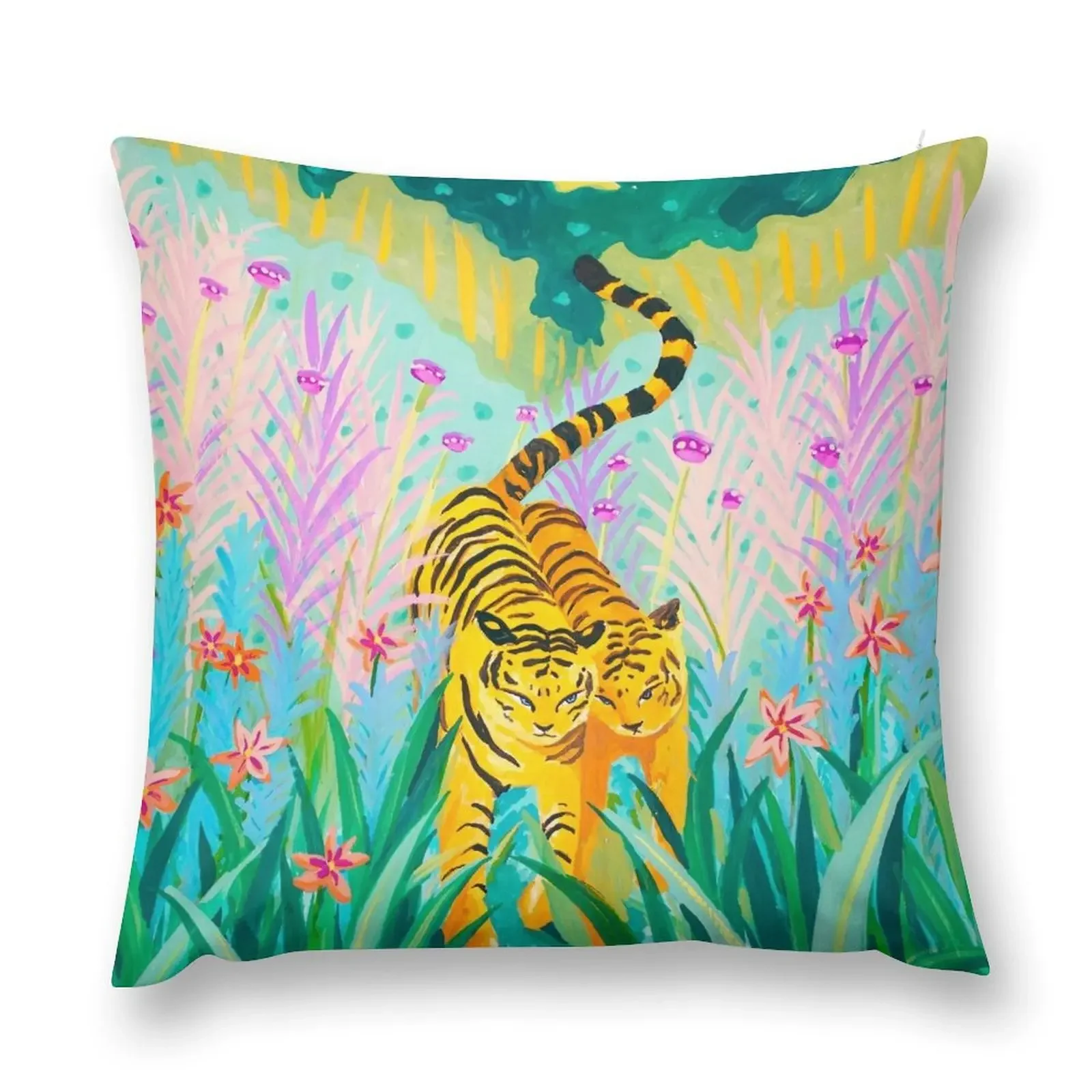 

Tigers in Garden Throw Pillow Sitting Cushion Couch Pillows Pillow Covers Decorative pillow