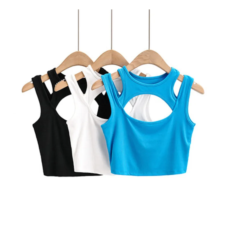 2-Piece Cropped-Tops for Women, Sexy Tank Tops for Ladies, Solid Color, New Arrival, 2022 Summer