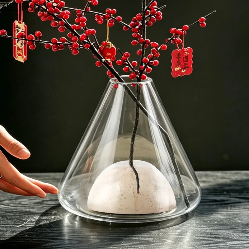 Creative Transparent Glass Vase Handicrafts Plant Pots Table Decoration Flowers Arrangement Floral Vases Room Aesthetic Decor