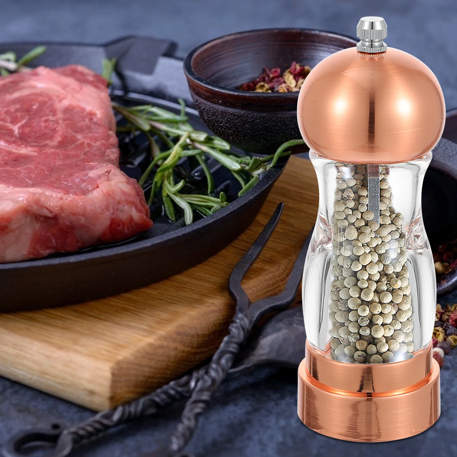

1Pcs Acrylic Pepper Grinder Manual Pepper Mill Sturdy Reusable for Kitchen Table Bbq Picnic Multi-Purpose Ceramic