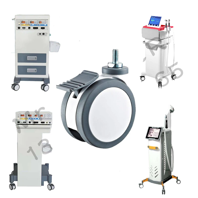 Ruote per ruote mediche da 3 pollici grigie bianche con freno M12x25 vite Mute indossabile per apparecchiature elettroniche per carrelli ospedalieri