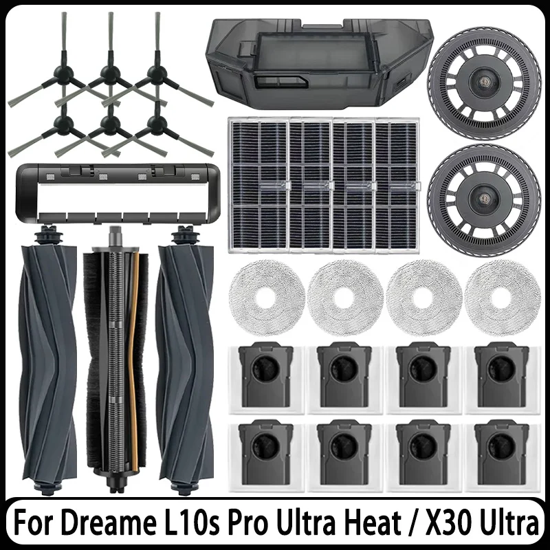 

For Dreame L10s Pro Ultra Heat / X30 Ultra Robot Vacuum Cleaner Accessories Main Side Brush Mop Cloth Hepa Filter Dust Bag Spare