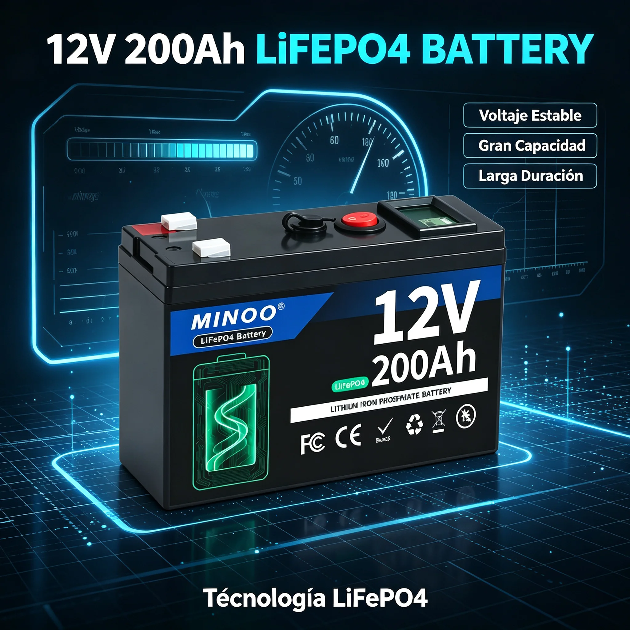 12V 200Ah LiFePO4 Solar Battery Deep Cycle Rechargeable Built-in BMS Lithium 200000mAh for Power Wheels Scooters Fish Finder