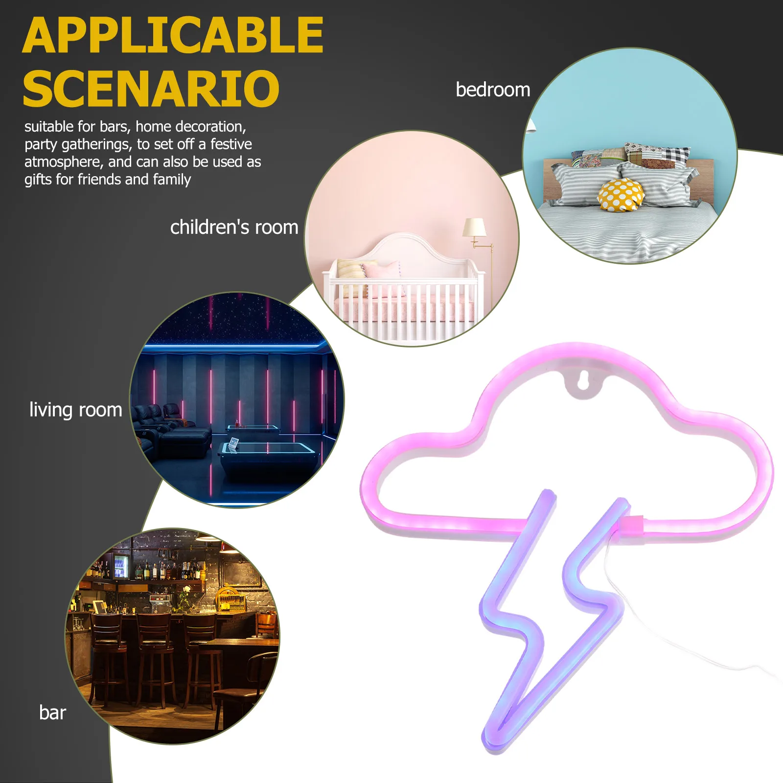 Two-color Neon Light PVC Material Creative Night Lamp Decorative LED USB Romantic Gift for Bedroom Kids Room Party