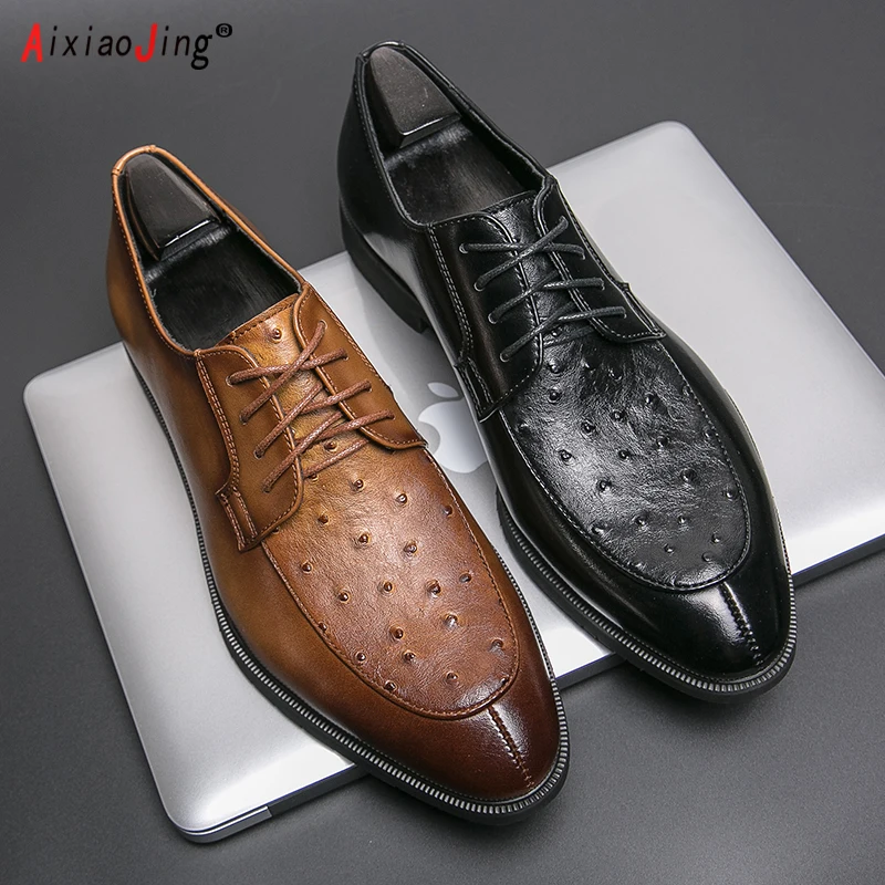 

High quality luxury men's leather wedding shoes British style Oxford business men's brogue carved shoes fashionable casual shoes